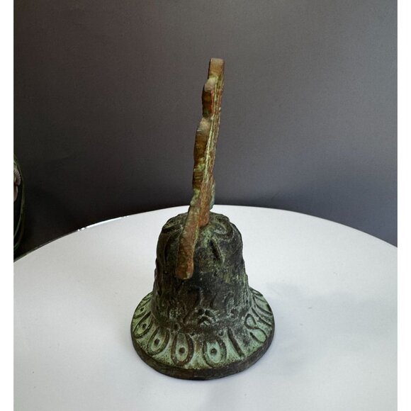 Antique 1810 Mexican Independence Bronze Temple Bell Verdigris Patina 5.5" 1 lb - Picture 7 of 8